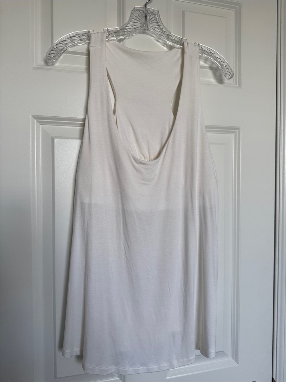 Soma White Scoop-Back, Built-in Bra, Draped Tank